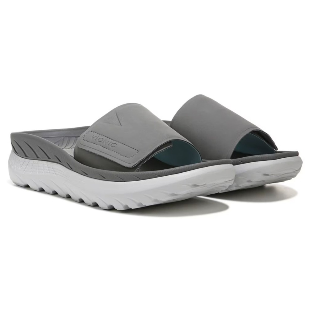 Vionic Rejuvenate Recovery Men 8.5 Women 10 Arch Support Slides Beige Sandals